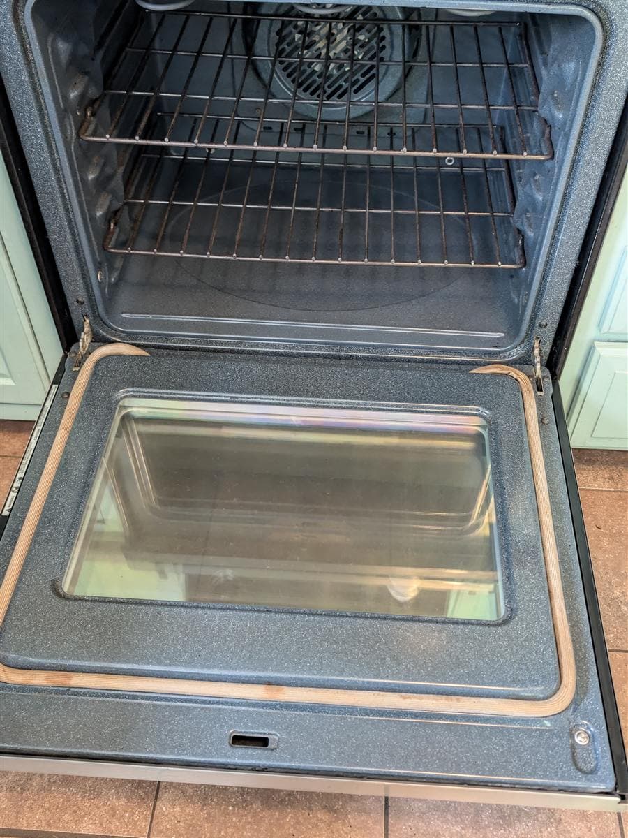 Clean oven interior and clear door glass after deep cleaning in a Stanhope, NJ kitchen