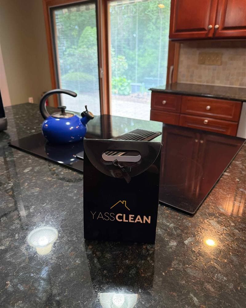 Cleaned granite kitchen island and stovetop after a YassClean visit in Roxbury, NJ